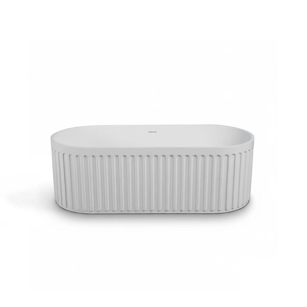 Ovation 67'' Stone Resin Freestanding Soaking Bathtub with Fluted Design in Matte White TONA Bathroom Furniture