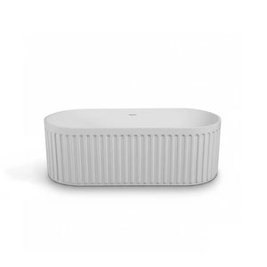 Ovation 67'' Stone Resin Freestanding Soaking Bathtub with Fluted Design in Matte White TONA Bathroom Furniture