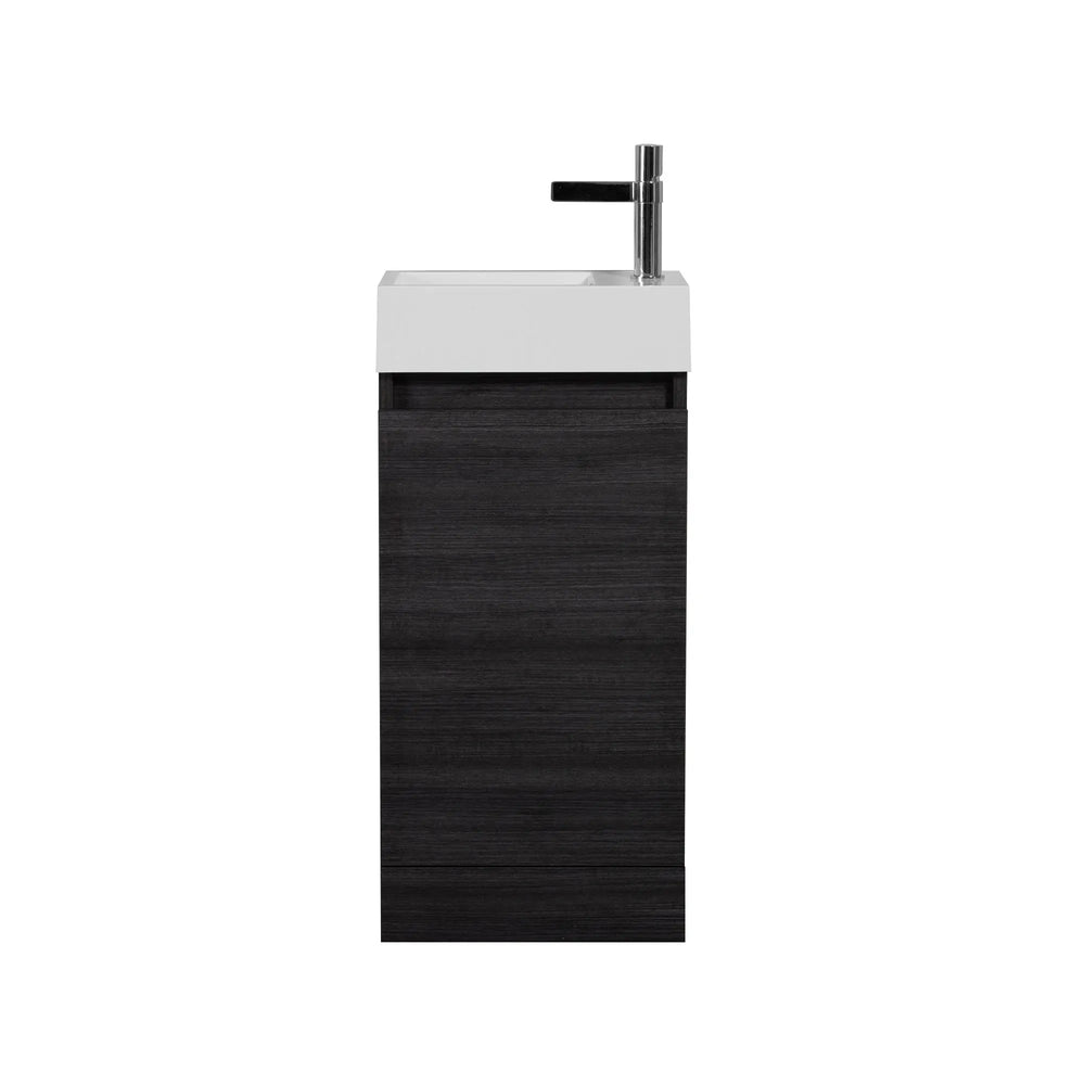 Mini 15 3/4" Freestanding Vanity Space-Saving Bathroom Sink Cabinet – Leached Oak TONA Bathroom Furniture