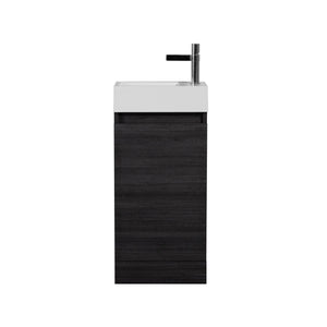 Mini 15 3/4" Freestanding Vanity Space-Saving Bathroom Sink Cabinet – Leached Oak TONA Bathroom Furniture