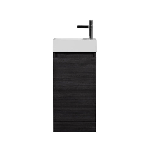 Mini 15 3/4" Freestanding Vanity Space-Saving Bathroom Sink Cabinet – Leached Oak TONA Bathroom Furniture