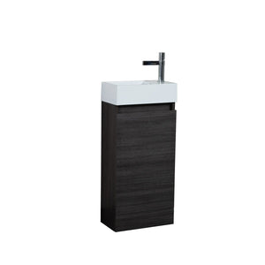 Mini 15 3/4" Freestanding Vanity Space-Saving Bathroom Sink Cabinet – Leached Oak TONA Bathroom Furniture