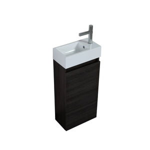 Mini 15 3/4" Freestanding Vanity Space-Saving Bathroom Sink Cabinet – Leached Oak TONA Bathroom Furniture