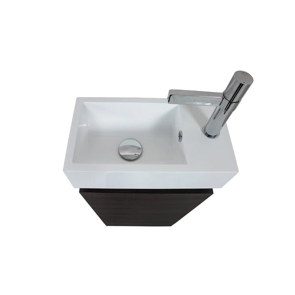 Mini 15 3/4" Freestanding Vanity Space-Saving Bathroom Sink Cabinet – Leached Oak TONA Bathroom Furniture
