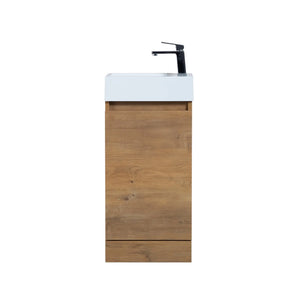 Mini 15 3/4" Freestanding Vanity Space-Saving Bathroom Sink Cabinet – T.Oak TONA Bathroom Furniture