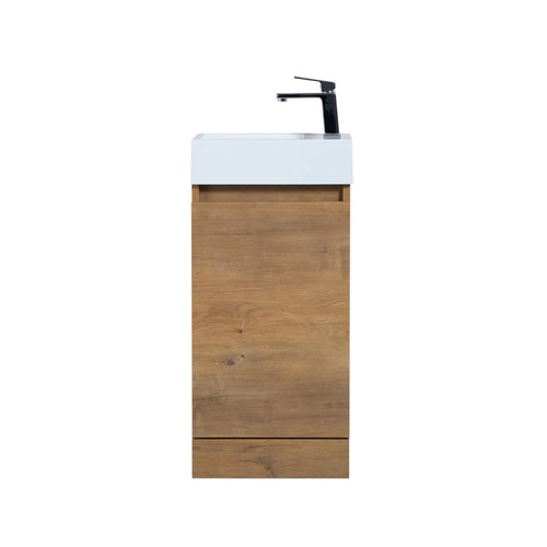 Mini 15 3/4" Freestanding Vanity Space-Saving Bathroom Sink Cabinet – T.Oak TONA Bathroom Furniture