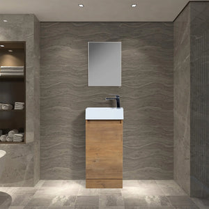 Mini 15 3/4" Freestanding Vanity Space-Saving Bathroom Sink Cabinet – T.Oak TONA Bathroom Furniture