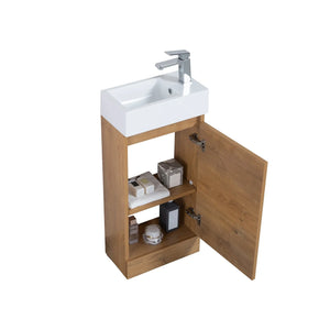 Mini 15 3/4" Freestanding Vanity Space-Saving Bathroom Sink Cabinet – T.Oak TONA Bathroom Furniture