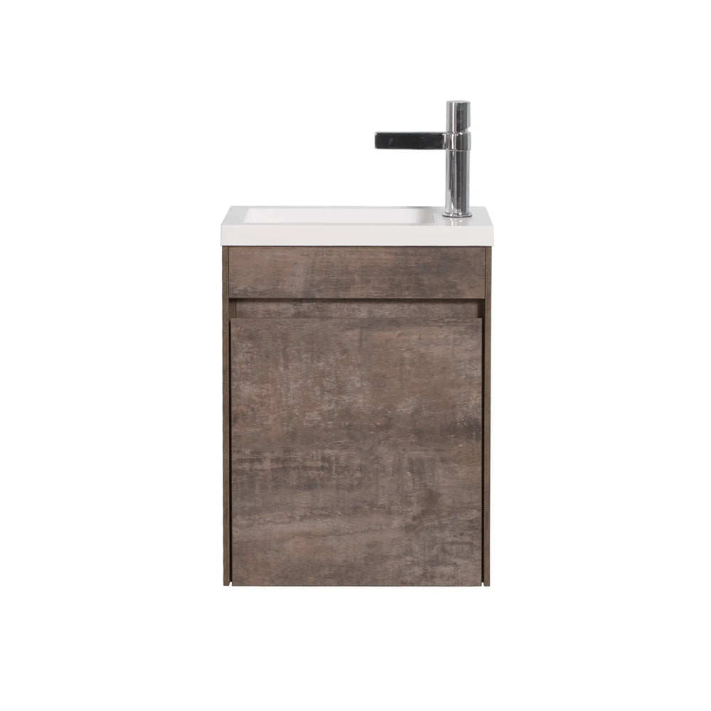 Mini 15 3/4" Compact Floating Vanity with Thick Counter, Stone Ash TONA Bathroom Furniture