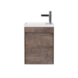 Mini 15 3/4" Compact Floating Vanity with Thick Counter, Stone Ash TONA Bathroom Furniture