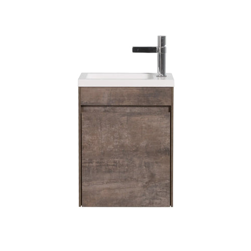 Mini 15 3/4" Compact Floating Vanity with Thick Counter, Stone Ash TONA Bathroom Furniture