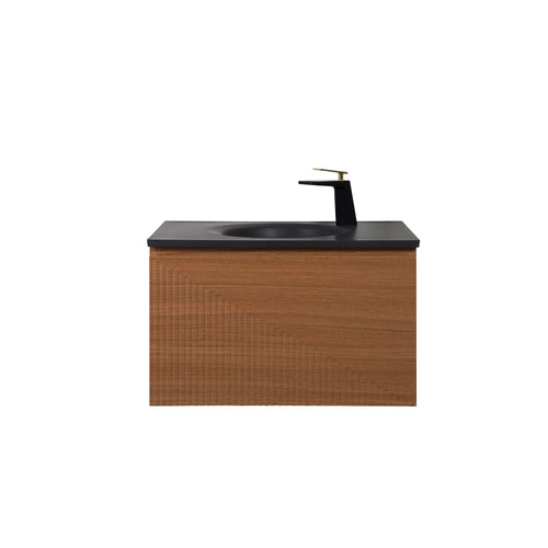Simon 30'' Floating Bathroom Vanity with Single Matte Black Quartz Sink TONA Bathroom Furniture