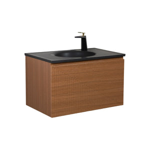 Simon 30'' Floating Bathroom Vanity with Single Matte Black Quartz Sink TONA Bathroom Furniture