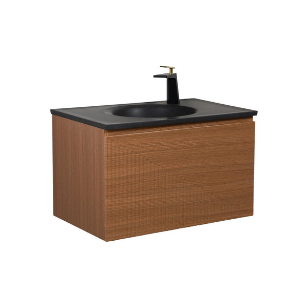 Simon 30'' Floating Bathroom Vanity with Single Matte Black Quartz Sink TONA Bathroom Furniture
