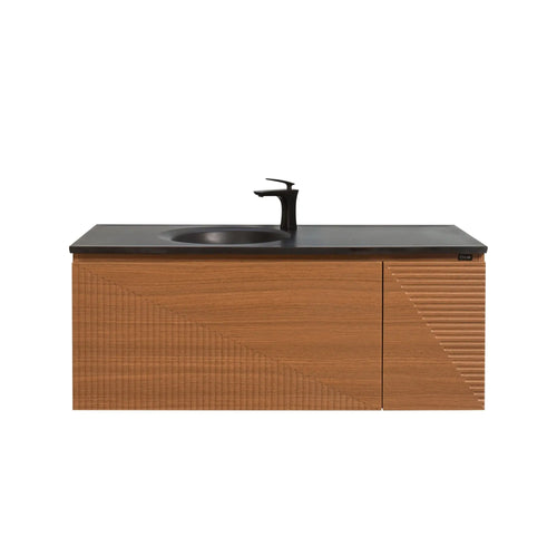 Simon 48'' Floating Bathroom Vanity with Single Matte Black Quartz Sink TONA Bathroom Furniture