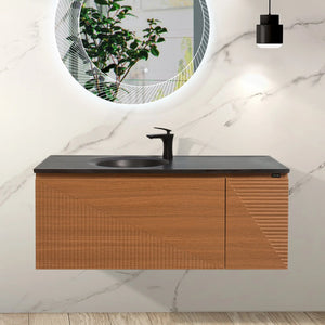 Simon 48'' Floating Bathroom Vanity with Single Matte Black Quartz Sink TONA Bathroom Furniture