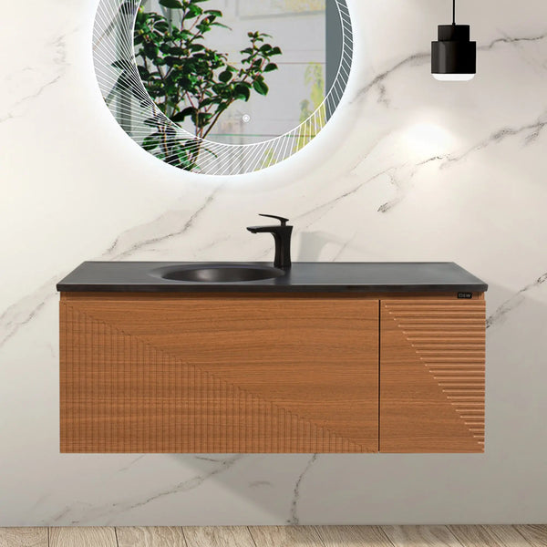 Simon 48'' Floating Bathroom Vanity with Single Matte Black Quartz Sink TONA Bathroom Furniture