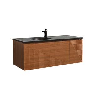 Simon 48'' Floating Bathroom Vanity with Single Matte Black Quartz Sink TONA Bathroom Furniture