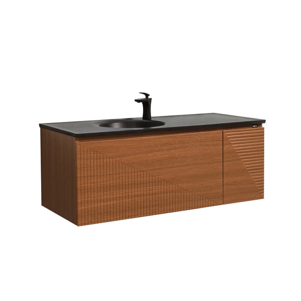 Simon 48'' Floating Bathroom Vanity with Single Matte Black Quartz Sink TONA Bathroom Furniture