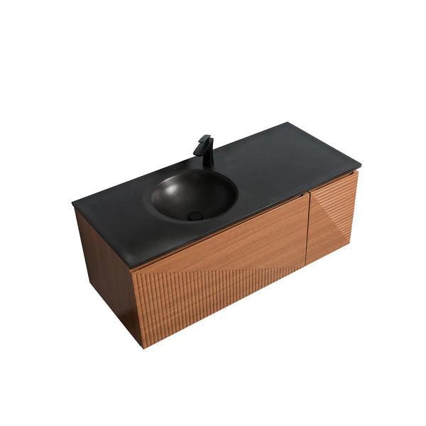 Simon 48'' Floating Bathroom Vanity with Single Matte Black Quartz Sink TONA Bathroom Furniture