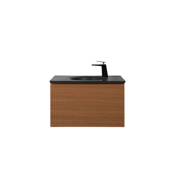 Simon 30'' Floating Bathroom Vanity with Single Matte Black Quartz Sink TONA Bathroom Furniture