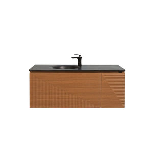 Simon 48'' Floating Bathroom Vanity with Single Matte Black Quartz Sink TONA Bathroom Furniture