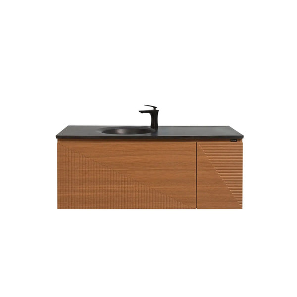 Simon 48'' Floating Bathroom Vanity with Single Matte Black Quartz Sink TONA Bathroom Furniture