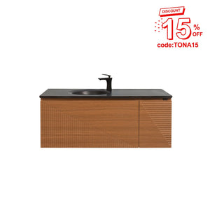 Simon 48'' Floating Bathroom Vanity with Single Matte Black Quartz Sink TONA Bathroom Furniture