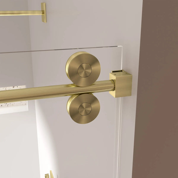 Single Sliding 56-60" x 76" Frameless Shower Door with 3/8" Tempered Glass, Brushed Gold TONA Bathroom Furniture