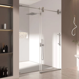 Single Sliding 56-60" x 76" Frameless Shower Door with 3/8" Tempered Glass, Brushed Nickel TONA Bathroom Furniture