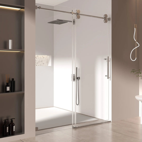 Single Sliding 56-60" x 76" Frameless Shower Door with 3/8" Tempered Glass, Chrome TONA Bathroom Furniture