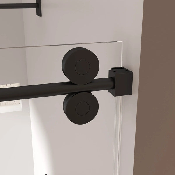 Single Sliding 56-60" x 76" Frameless Shower Door with 3/8" Tempered Glass, Matte Black TONA Bathroom Furniture