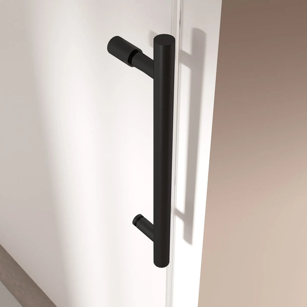 Single Sliding 56-60" x 76" Frameless Shower Door with 3/8" Tempered Glass, Matte Black TONA Bathroom Furniture