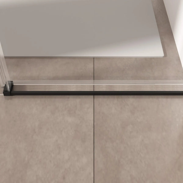 Single Sliding 56-60" x 76" Frameless Shower Door with 3/8" Tempered Glass, Matte Black TONA Bathroom Furniture