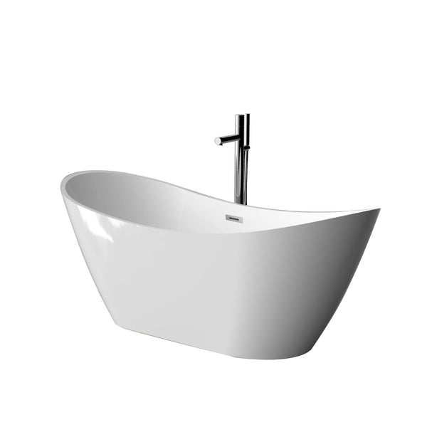 Sky Freestanding Acrylic Bathtub Crescent Shaped Glossy White (59''/67'') TONA Bathroom Furniture