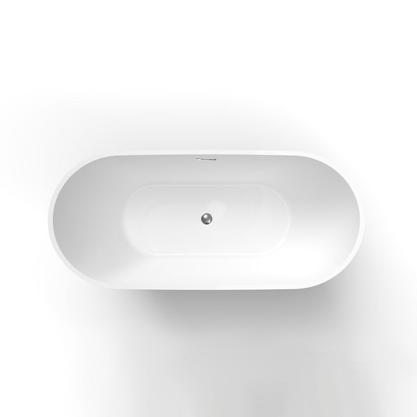 Sky Freestanding Acrylic Bathtub Crescent Shaped Glossy White (59''/67'') TONA Bathroom Furniture
