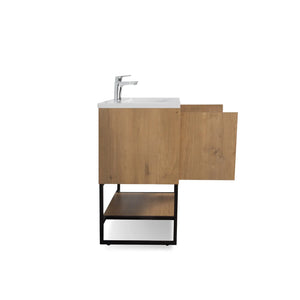 Allen 24'' Freestanding Single Vanity with Solid Surface Basin, T.Oak TONA Bathroom Furniture