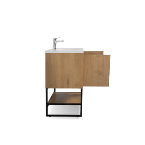 Allen 36'' Freestanding Single Vanity with Solid Surface Basin, T.Oak TONA Bathroom Furniture