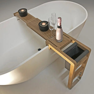 TONA Solid Wood Bathtub Caddy Tray, Expandable Adjustable Bath Shelf 10"-25" TONA Bathroom Furniture