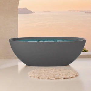 Viking 65'' Stone Resin Freestanding Soaking Bathtub in Matte Gray TONA Bathroom Furniture