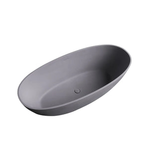 Viking 65'' Stone Resin Freestanding Soaking Bathtub in Matte Gray TONA Bathroom Furniture
