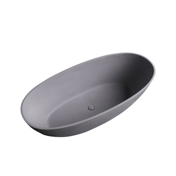 Viking 65'' Stone Resin Freestanding Soaking Bathtub in Matte Gray TONA Bathroom Furniture
