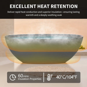 Viking 65'' Stone Resin Freestanding Soaking Bathtub in Matte Gray TONA Bathroom Furniture