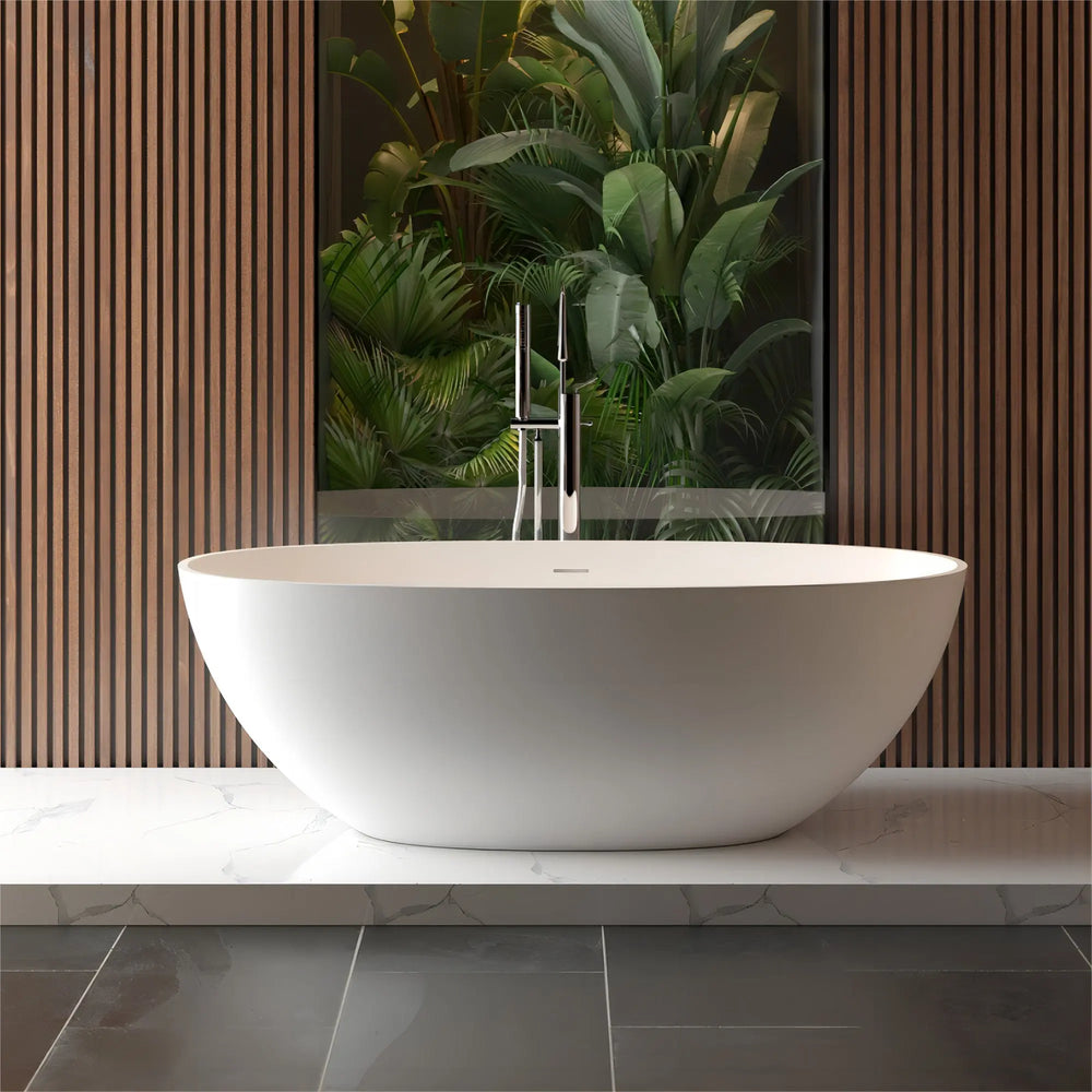 Viking 65'' Stone Resin Freestanding Soaking Bathtub in Matte White TONA Bathroom Furniture