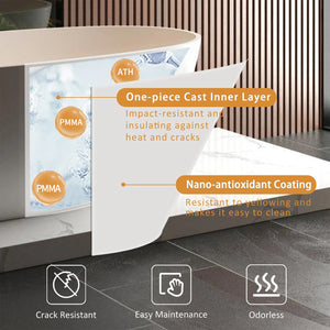 Viking 65'' Stone Resin Freestanding Soaking Bathtub in Matte White TONA Bathroom Furniture