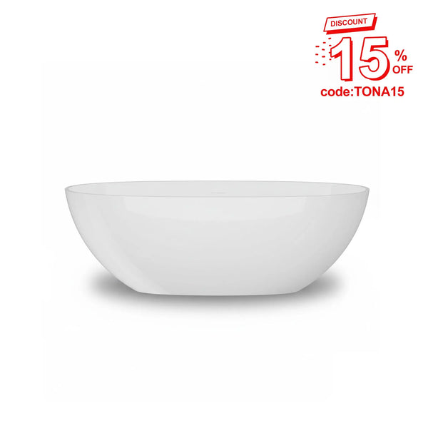 Viking 65'' Stone Resin Freestanding Soaking Bathtub in Glossy White TONA Bathroom Furniture