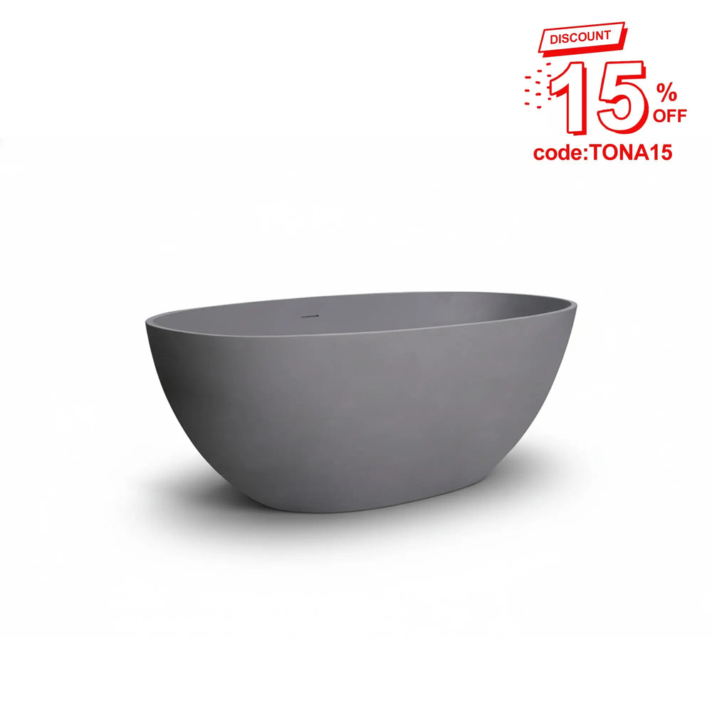 Viking 65'' Stone Resin Freestanding Soaking Bathtub in Matte Gray TONA Bathroom Furniture