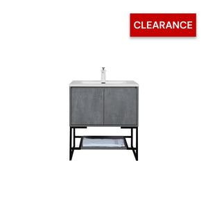 Allen 30'' Freestanding Single Vanity with Solid Surface Basin, Cement Grey TONA Bathroom Furniture