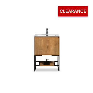 Allen 24'' Freestanding Single Vanity with Solid Surface Basin, T.Oak TONA Bathroom Furniture