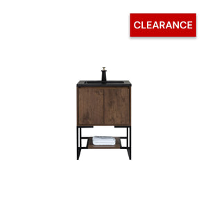 Allen 24'' Freestanding Single Vanity with Solid Surface Basin, Rose Wood TONA Bathroom Furniture
